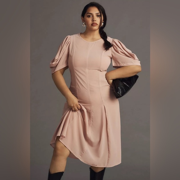 By Anthropologie Modern Sheer Midi Dress Violet Ice Size 0. - Picture 6 of 13